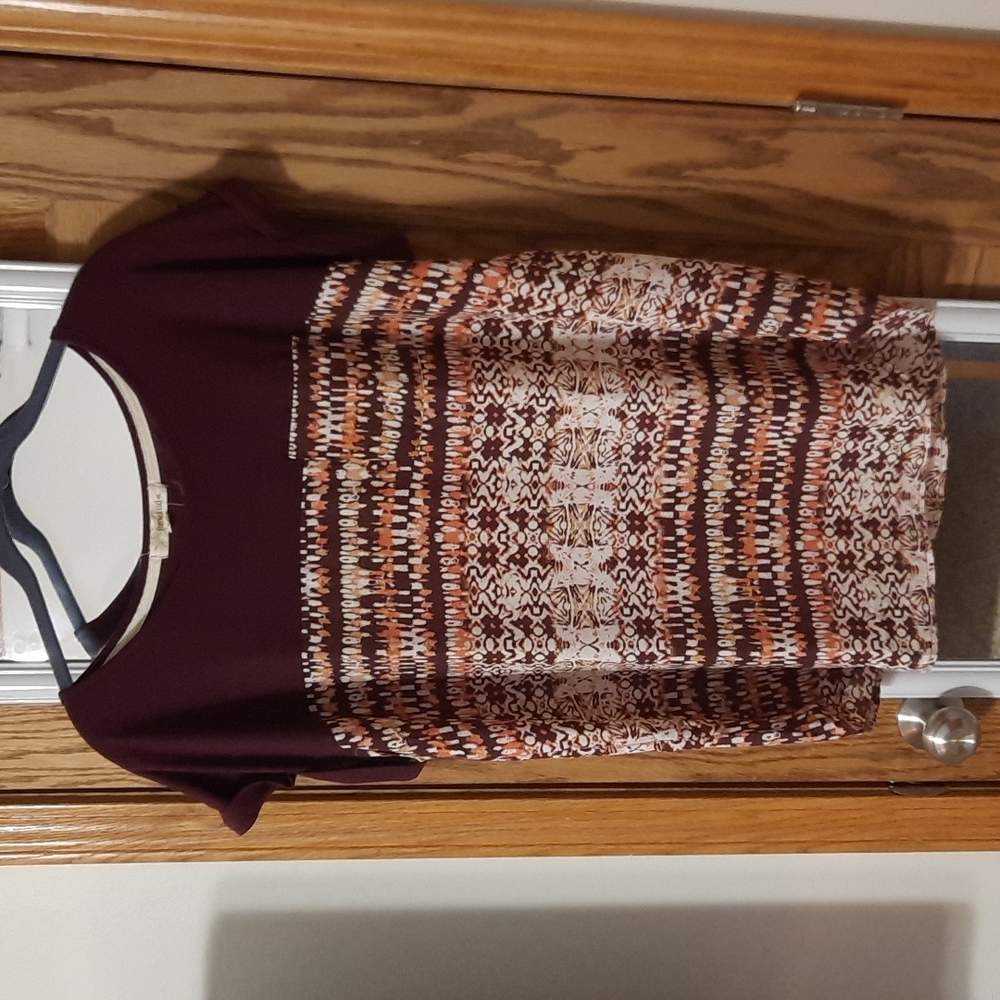 REWIND Burgundy Print Top Size XL